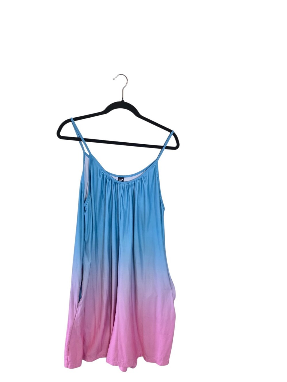 Women's Blue to Pink Ombre Spaghetti Strap Romper.